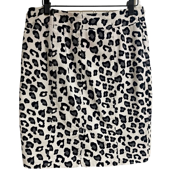 Merona White Black Gray Leopard Print Pencil skirt size 4 - Picture 2 of 5